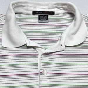 Nike Tiger Woods Collection Dri-FIT Striped Polo Shirt M Large White 382795-100